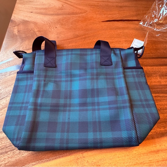 Plaid Tote Bag in Blue and Green - Picture 2 of 6